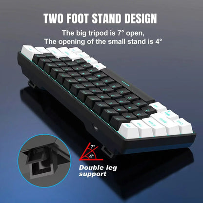 60% Mechanical Keyboard, Gaming Keyboard With Blue Switches And Sea Blue Backlit Small Compact