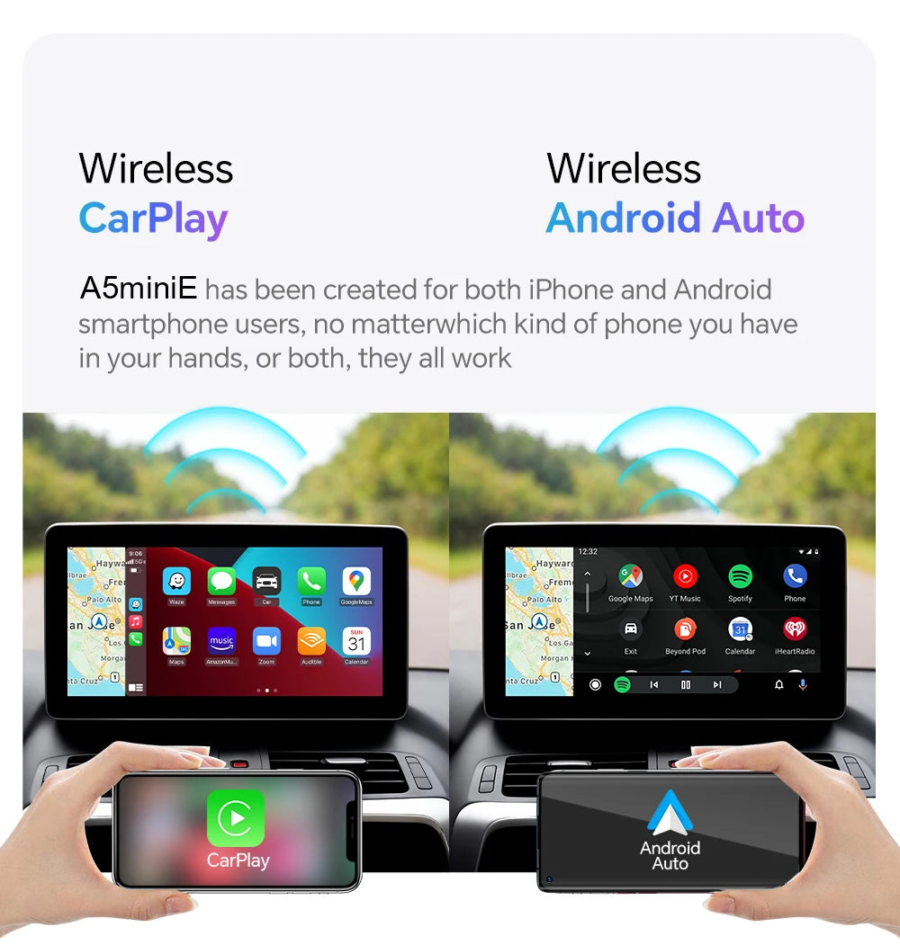 NEW Wireless Mini Box 2in1 CarPlay Android Auto Wireless Mini Box Adapter Smart Plug And Play Dongle Bluetooth WiFi Fast Connect