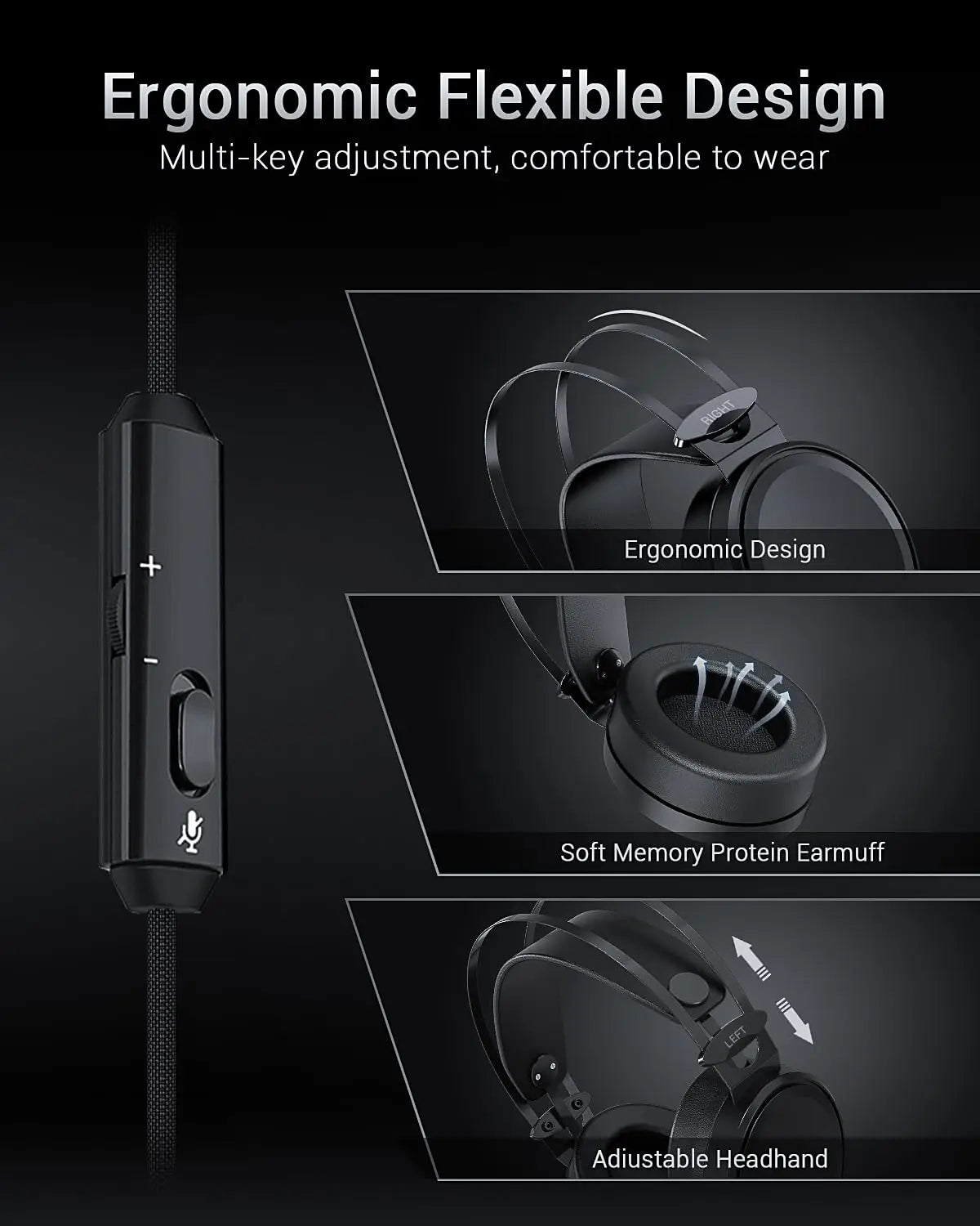 NUBWO N7 Gaming Headsets for PS4/PS5/Switch/Xbox One Wired Gaming Headphones with Noise Canceling Mic Over Ear Gaming Headphones