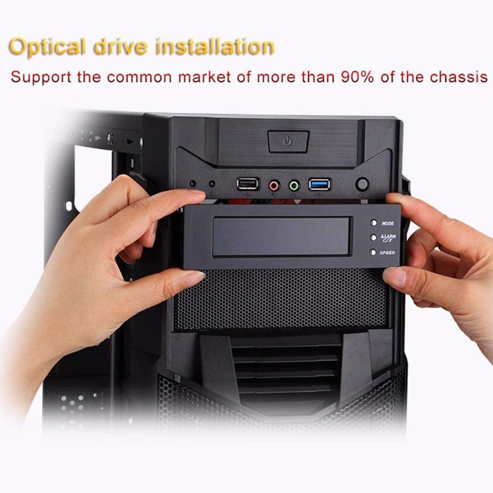5.25 Inch 12V PC Computer Fan Controller 3 Fan Speed Controller Temperature Sensor LCD Digital Display Front Panel For PC
