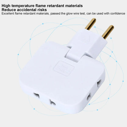 3 Way Outlet Adapters Multiple Outlet Splitter 2500W Multifunctional Space Saving Portable 180 Degree Rotating Tip Flat