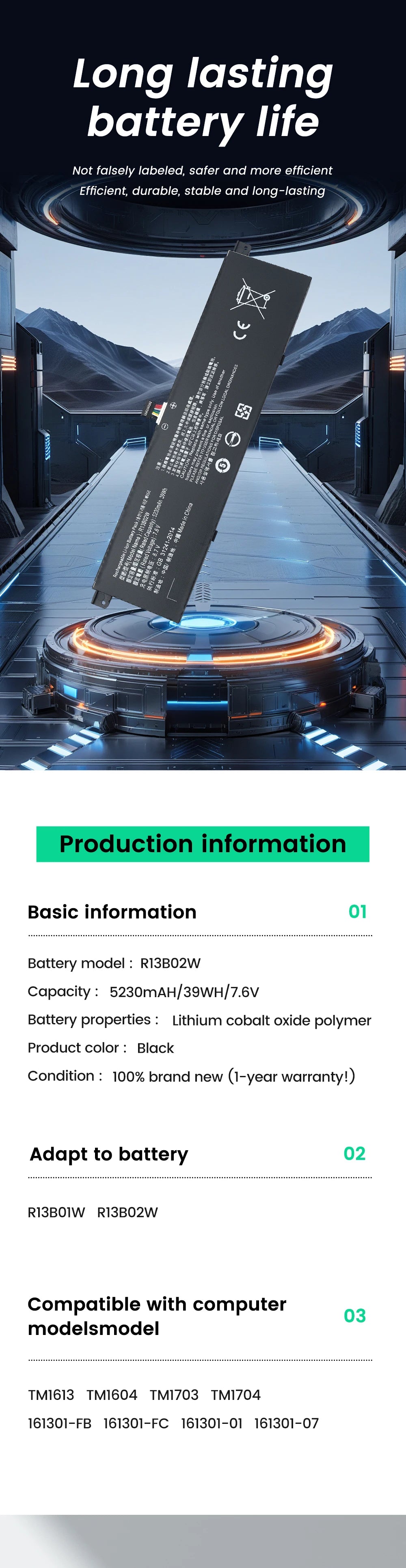 Keyuan R13B02W 5230Mah New Laptop Battery for Xiaomi R13B01W R13B02W Notebook Mi Air 13.3 12.5 Pro 15.6 inch Series