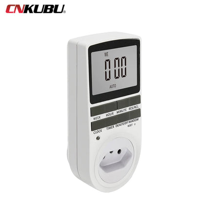 EU Electronic Digital Timer Switch US FR BR Plug Kitchen Timer Socket Outlet 230V 110V 7 Day 12/24 Hour Programmable Timing
