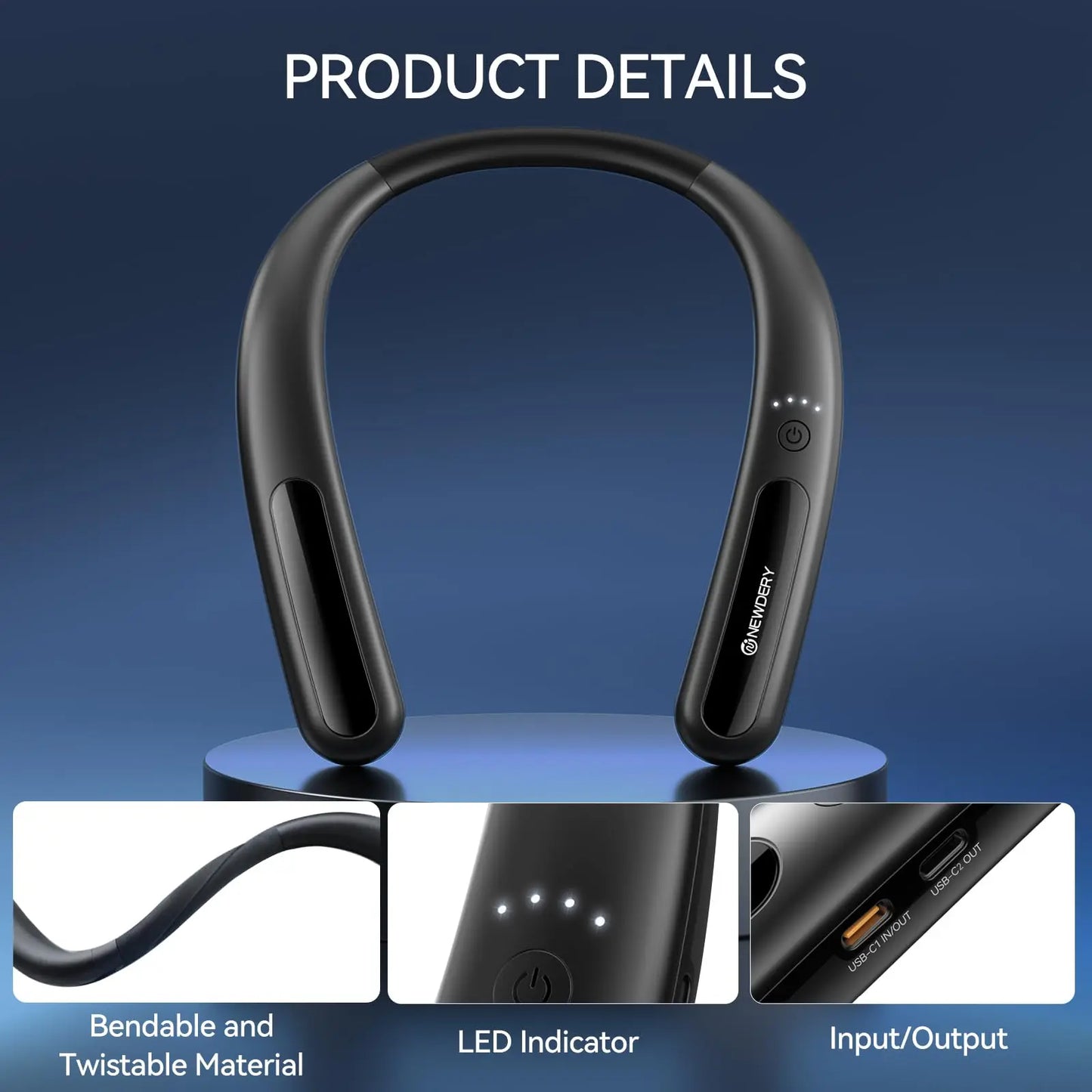 NEWDERY 10000mAh Hanging Neck Power Bank for Meta Quest 3S / 3/2 / Pro, Pico 4/4 Pro, HTC Vive, PSVR 2 Fast Charger Battery Pack