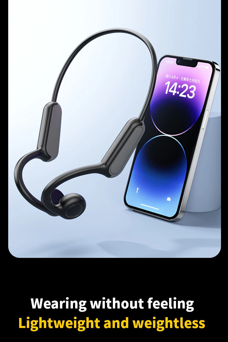 2025 True Bone Conduction Earphones Bluetooth 5.3 Sports Wireless Headphones Ear Hook Waterproof Headset for Running Driving