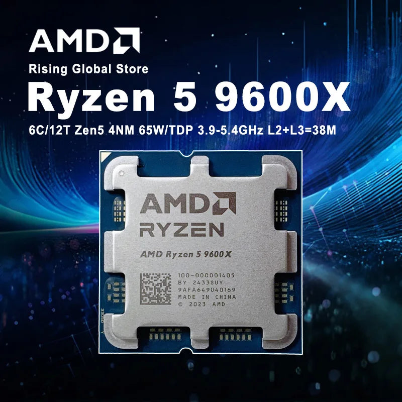AMD R5 9600X 6-Core 12-Thread CPU NEW RYZEN 5 9600X 5.4GHz 65W TDP 100-000001405 Desktop gaming CPU No Fan