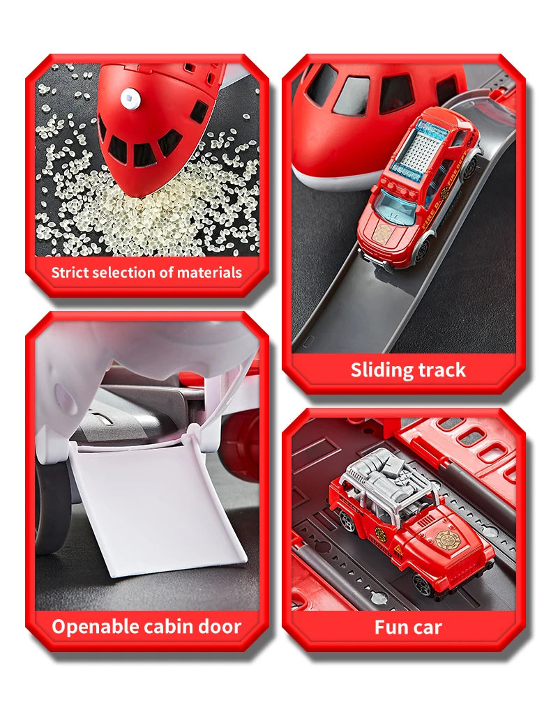 Children's Airplane Car Model Toys Inertial Model Simulation Planes Multifunctional Toys,Random 3 Cars,1 Helicopter,6 Road Signs