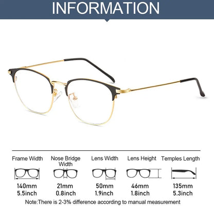 Classic Semi Rimless Anti Blue Light Blocking Glasses Metal Frame Men Square Ray Filter Eyeglasses Frames Computer Women Goggles