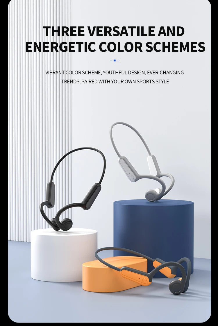 2025 True Bone Conduction Earphones Bluetooth 5.3 Sports Wireless Headphones Ear Hook Waterproof Headset for Running Driving