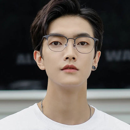Classic Semi Rimless Anti Blue Light Blocking Glasses Metal Frame Men Square Ray Filter Eyeglasses Frames Computer Women Goggles