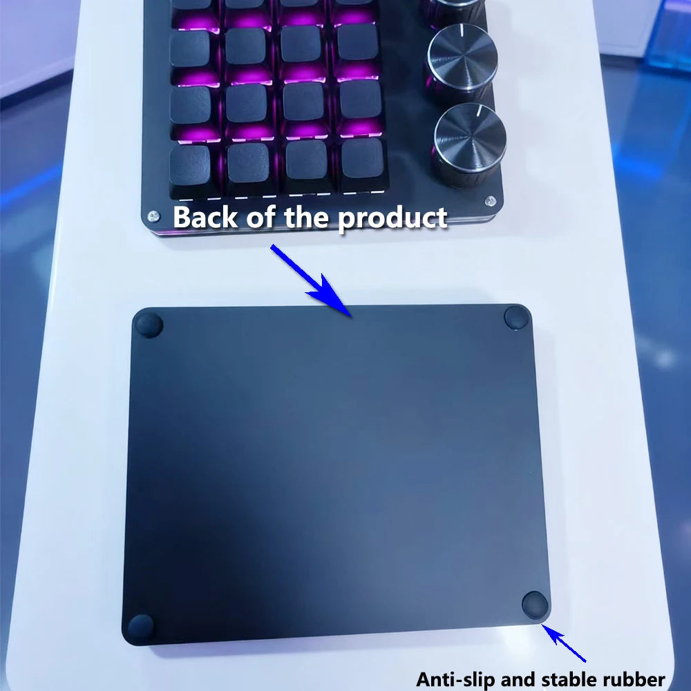 Customizable Mini Keyboard with 3 Rotary Knobs + 16 Keys Multi-Layer Mode Office Design Media Entertainment Financial Work