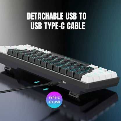 60% Mechanical Keyboard, Gaming Keyboard With Blue Switches And Sea Blue Backlit Small Compact